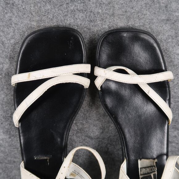 KB Company Shoes Womens 9 Sandal Strappy Block Heel Y2k 90s Open Toe Retro White - Picture 10 of 16